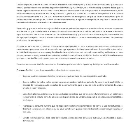 Bando Emergencia Sequía Dos HermanasOK