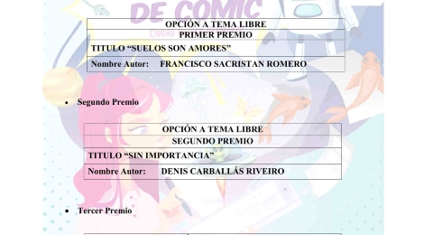 Cartel premiados Comic 2026 con imagen